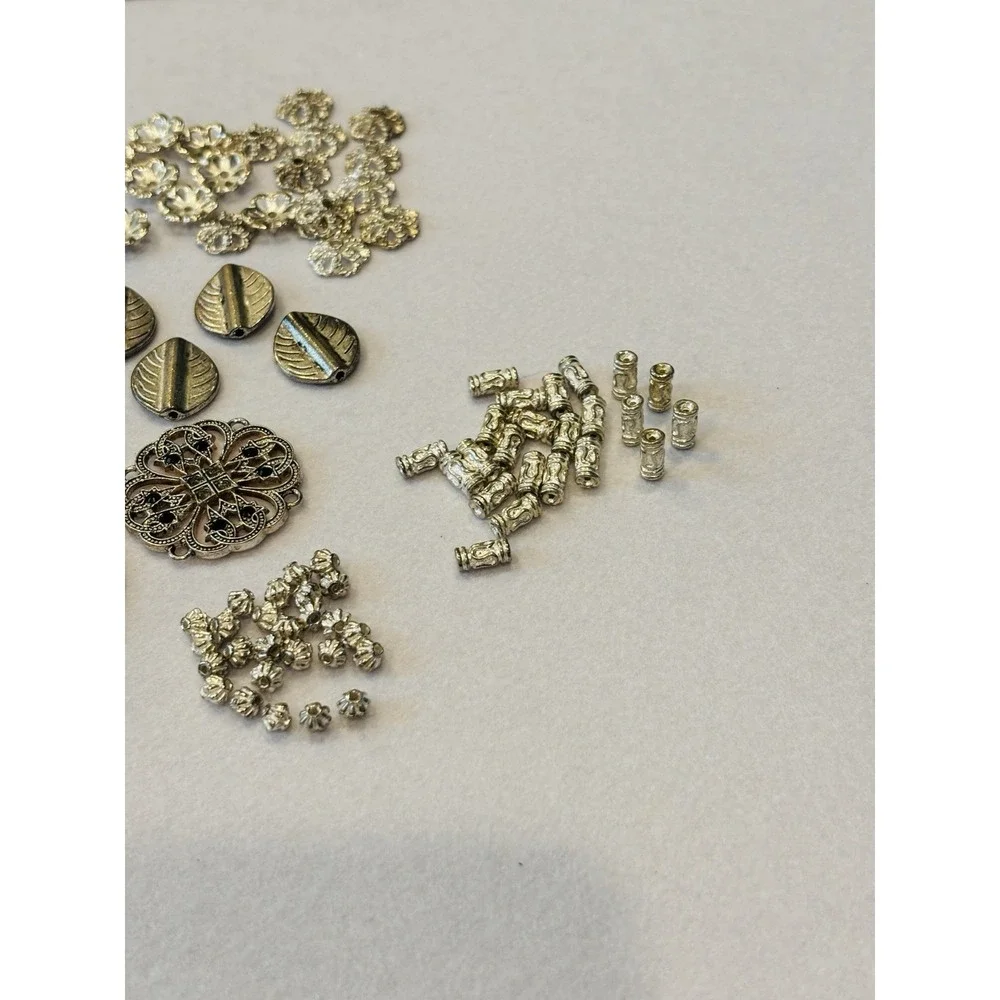 Lot Of Pewter & Other Jewelry Making Supplies Beading Beads Tube Beads Pendants